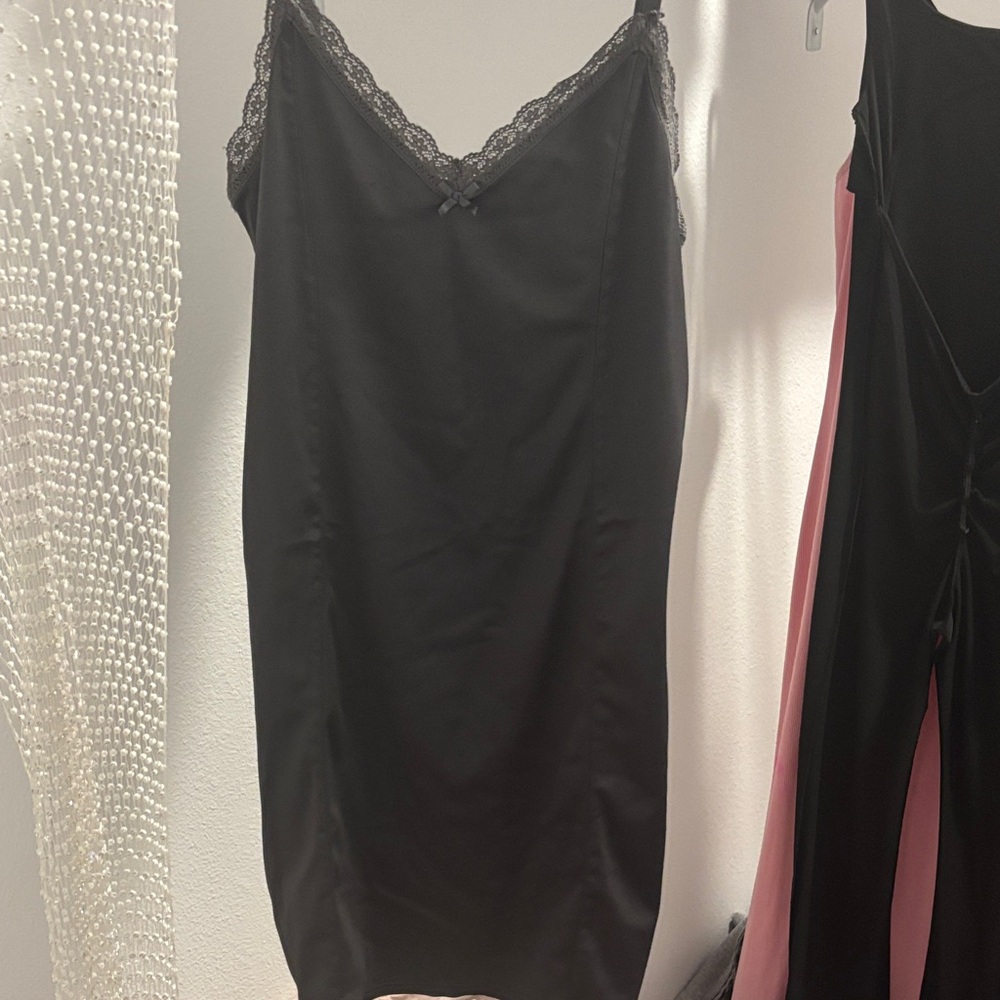 Dark grey Lace Trim Slip Dress